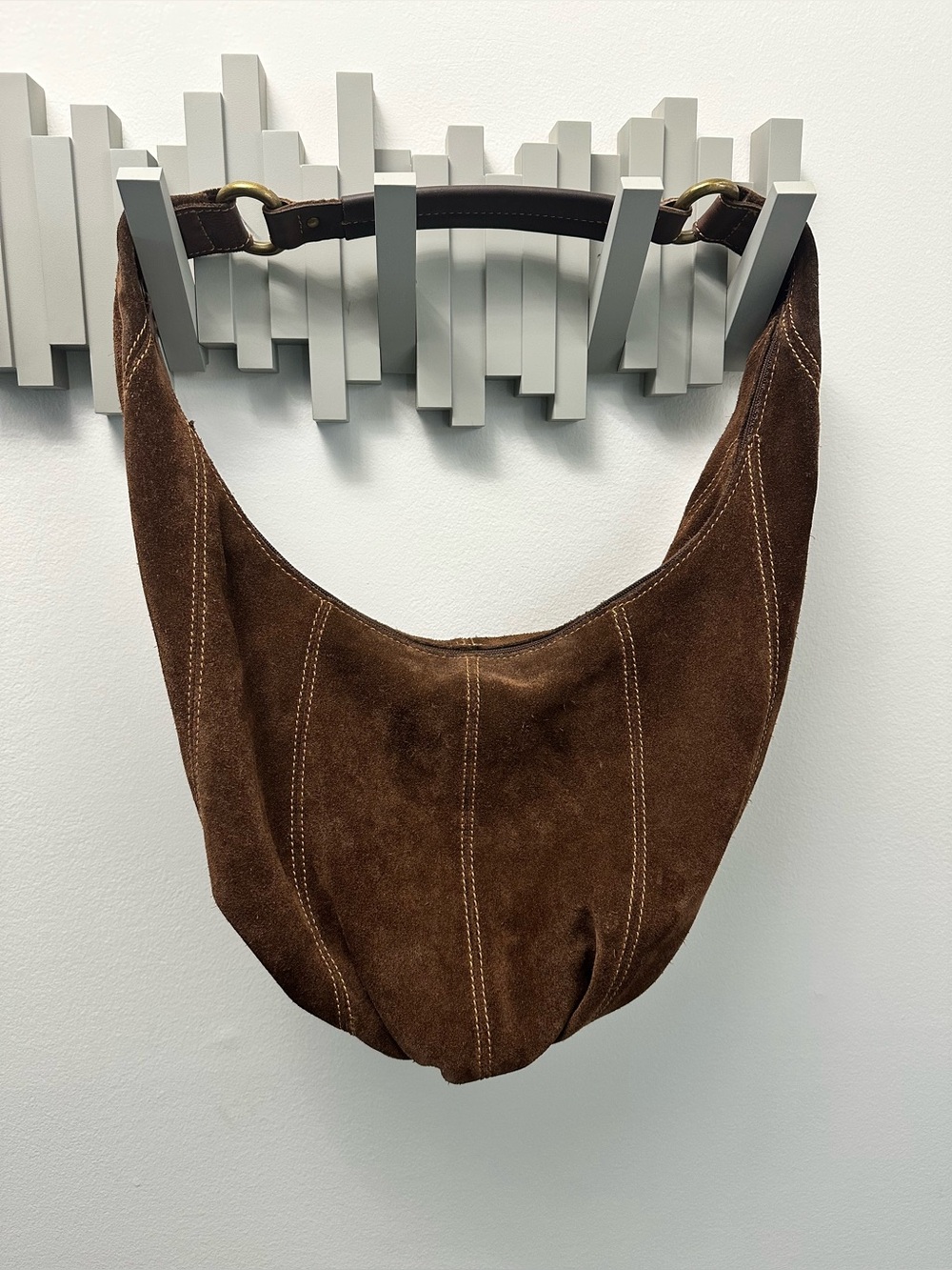 Fossil Brown Suede Hobo Shoulder Bag